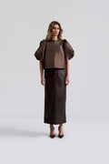 Cleo Puff Sleeve Blouse - Chocolate