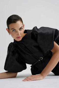 Cleo Puff Sleeve Blouse - Black