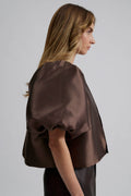 Cleo Puff Sleeve Blouse - Chocolate