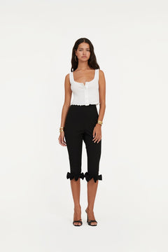 Capri Ruffle Pants - Black