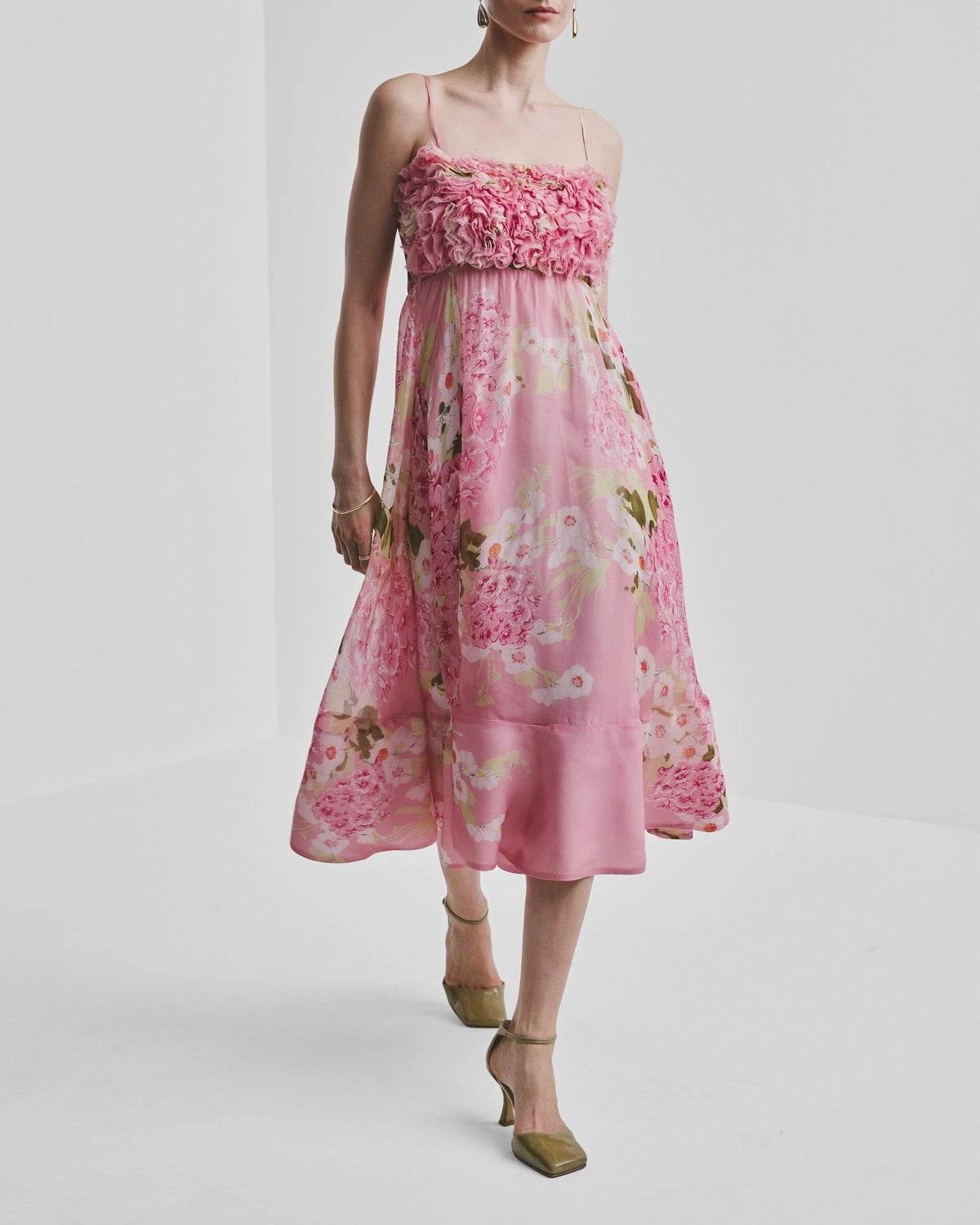 Organza Strap Dress - Cherry Blossom