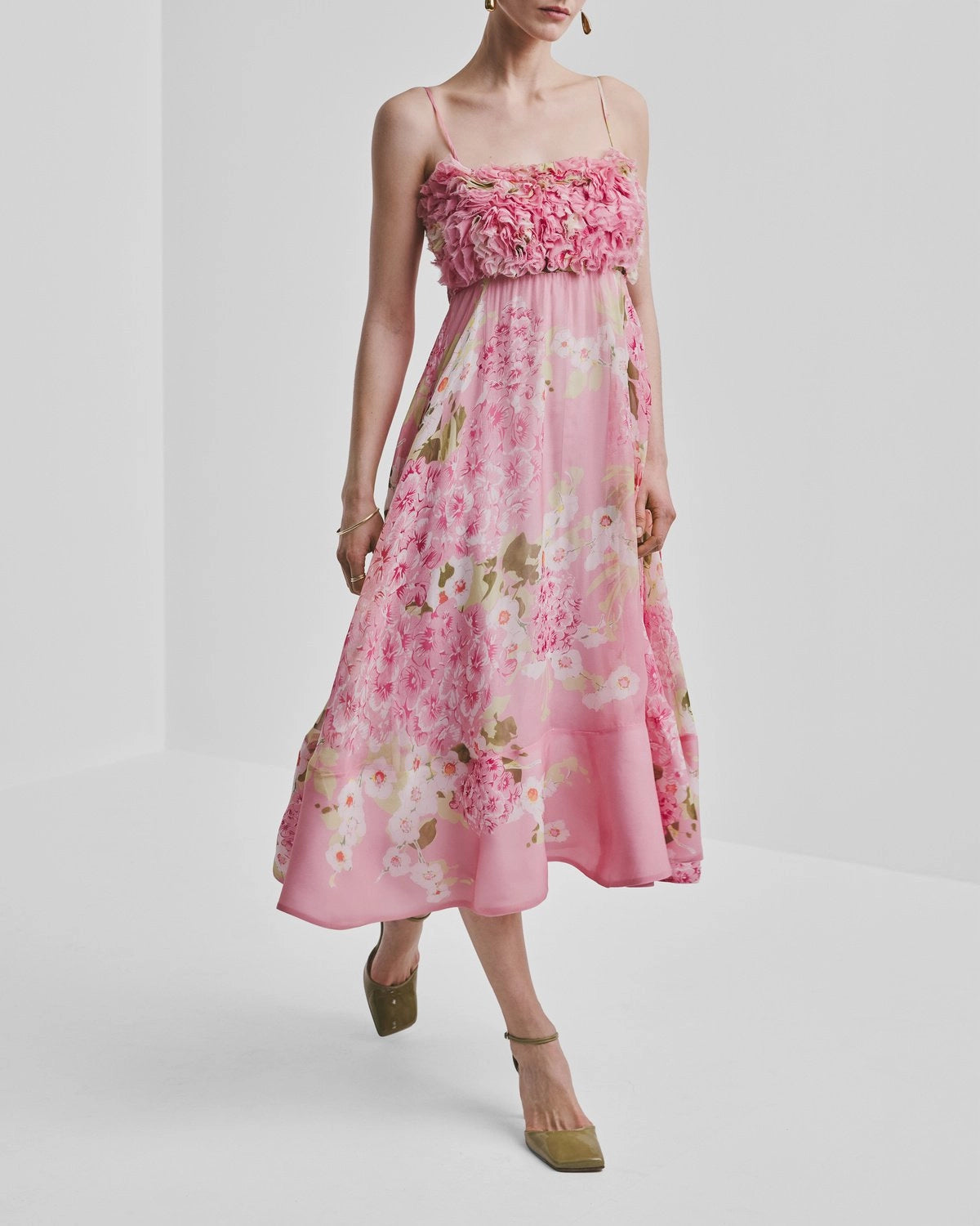 Organza Strap Dress - Cherry Blossom