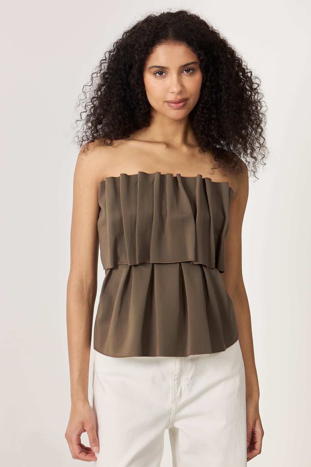 Sculpted Tube Top - Dark Olive Green