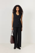 Elastic Wool Trouser - Black