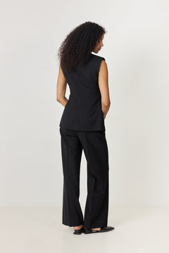 Elastic Wool Trouser - Black