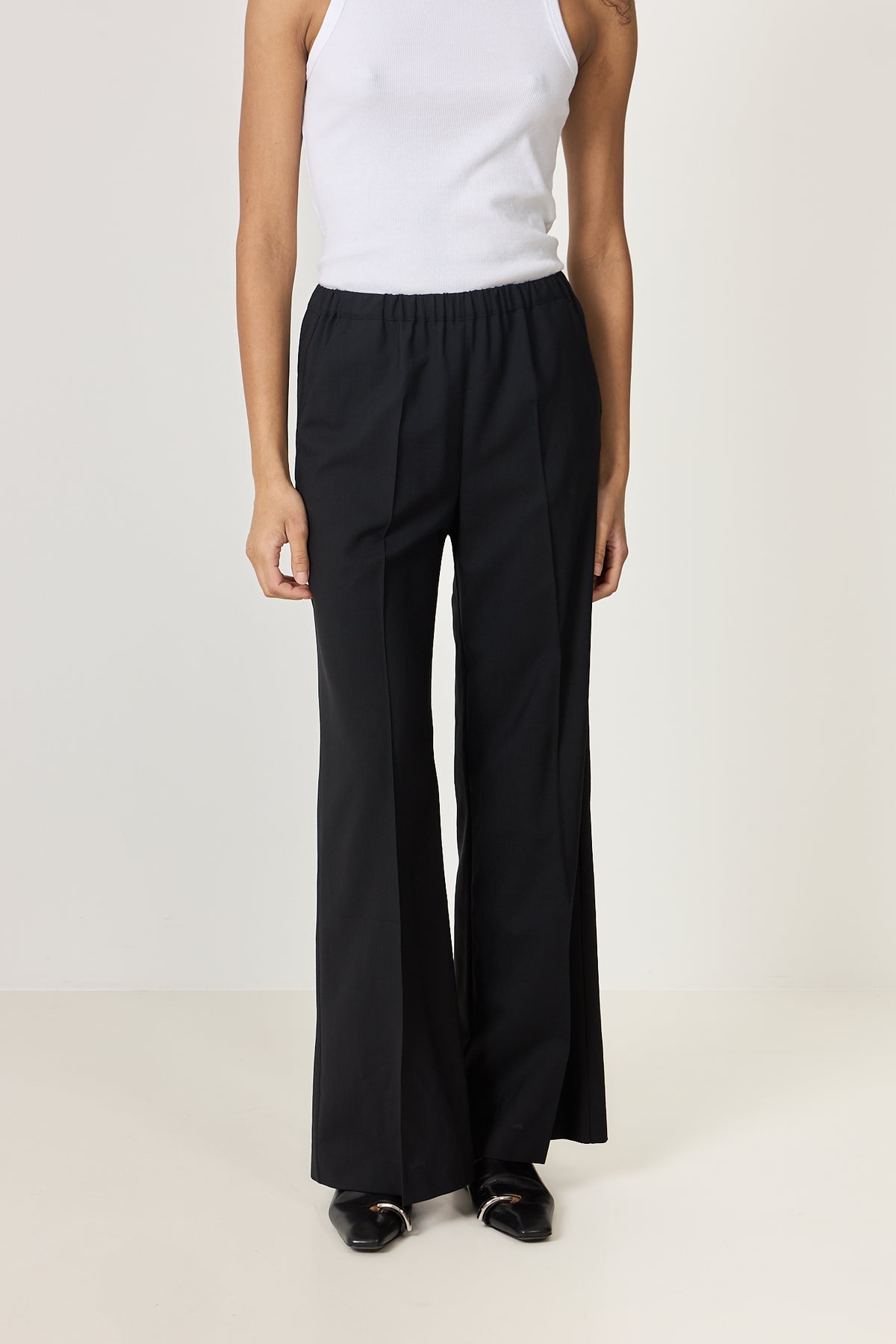 Elastic Wool Trouser - Black