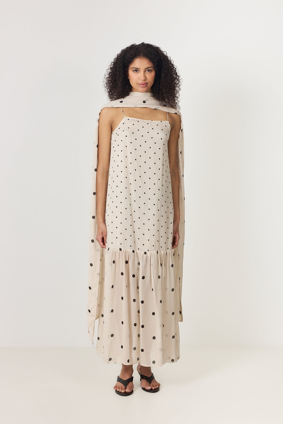 Dot Slip Dress - Antique Beige