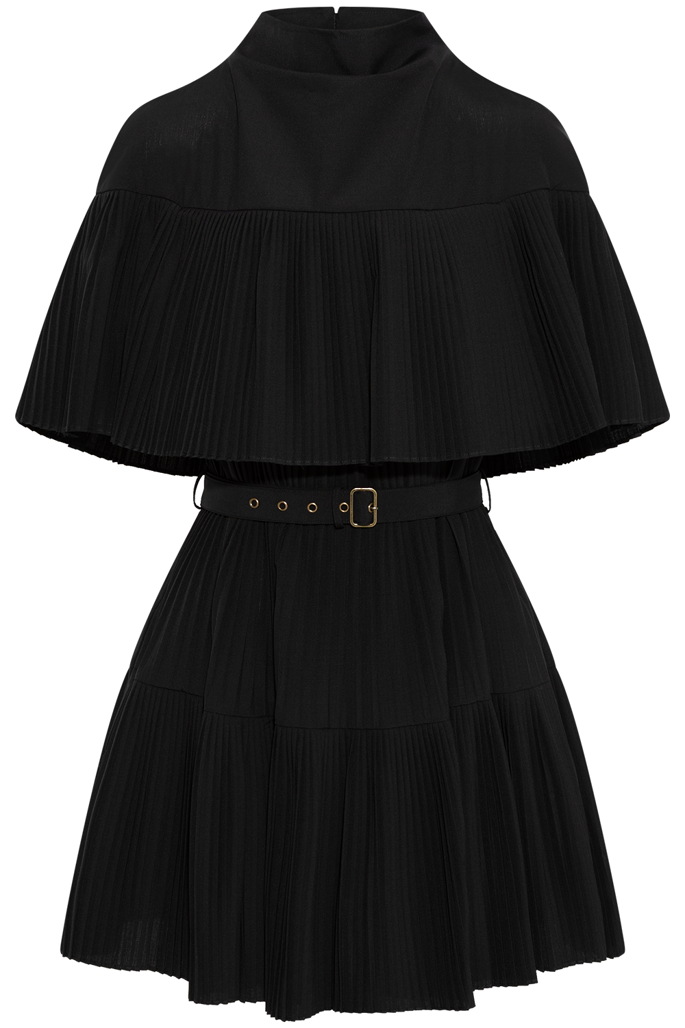 Lucille Pleated Wool Mini Dress - Noir