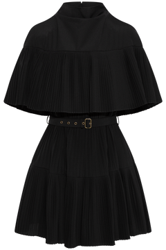 Lucille Pleated Wool Mini Dress - Noir