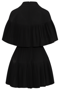 Lucille Pleated Wool Mini Dress - Noir