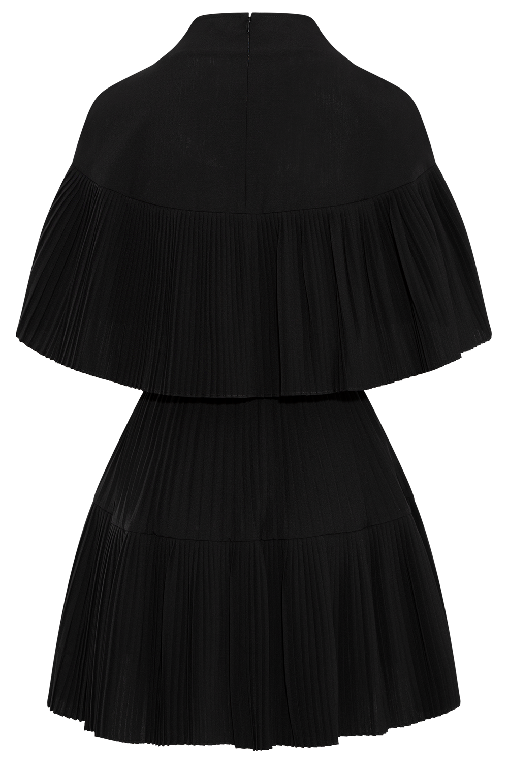 Lucille Pleated Wool Mini Dress - Noir