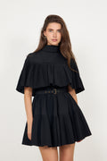 Lucille Pleated Wool Mini Dress - Noir