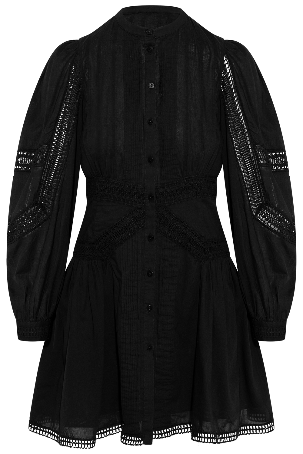 Elysia Ls Cotton Mini Dress - Noir