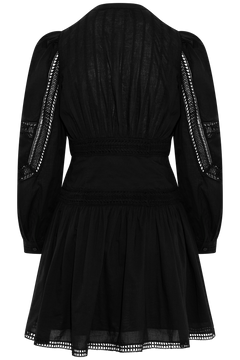 Elysia Ls Cotton Mini Dress - Noir