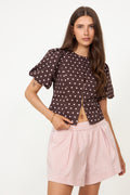 Anela Dot Blouse - Brown