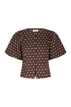 Anela Dot Blouse - Brown