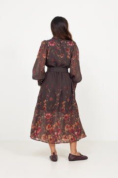 Yasromantica Ls Long Dress - Show - Chicory Coffee Romantica Aop