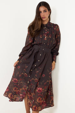 Yasromantica Ls Long Dress - Show - Chicory Coffee Romantica Aop