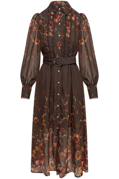 Yasromantica Ls Long Dress - Show - Chicory Coffee Romantica Aop