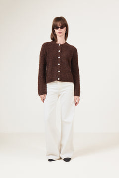 Yasplyra Ls Knit Cardigan - Coffee Bean