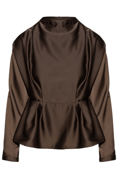 Yaspella Ls Funnel Neck Top S. Noos - Chocolate Brown