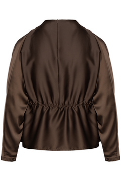 Yaspella Ls Funnel Neck Top S. Noos - Chocolate Brown