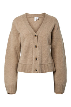 Yasemila Ls Wool Knit Cardigan - Fungi Melange