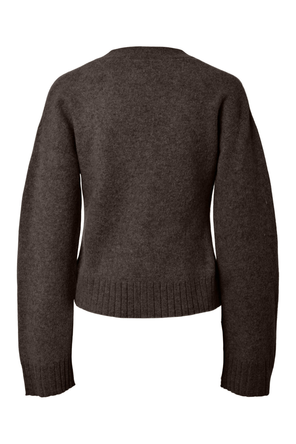 Yasemila Ls Wool Knit Cardigan - Coffee Bean Melange