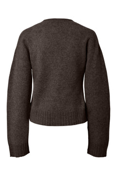 Yasemila Ls Wool Knit Cardigan - Coffee Bean Melange