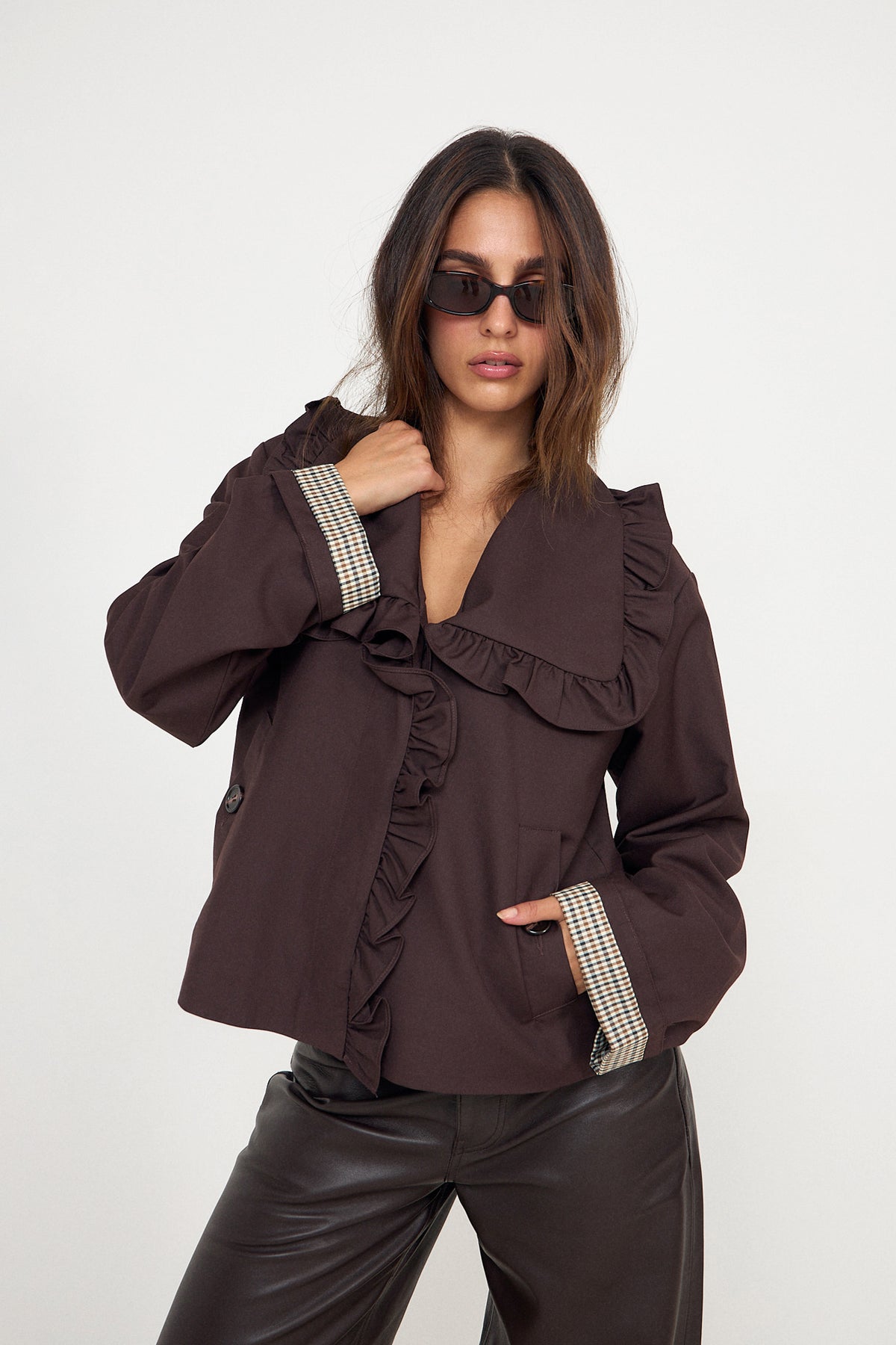 Yaselsia Ls Short Trenchcoat - Coffee Bean
