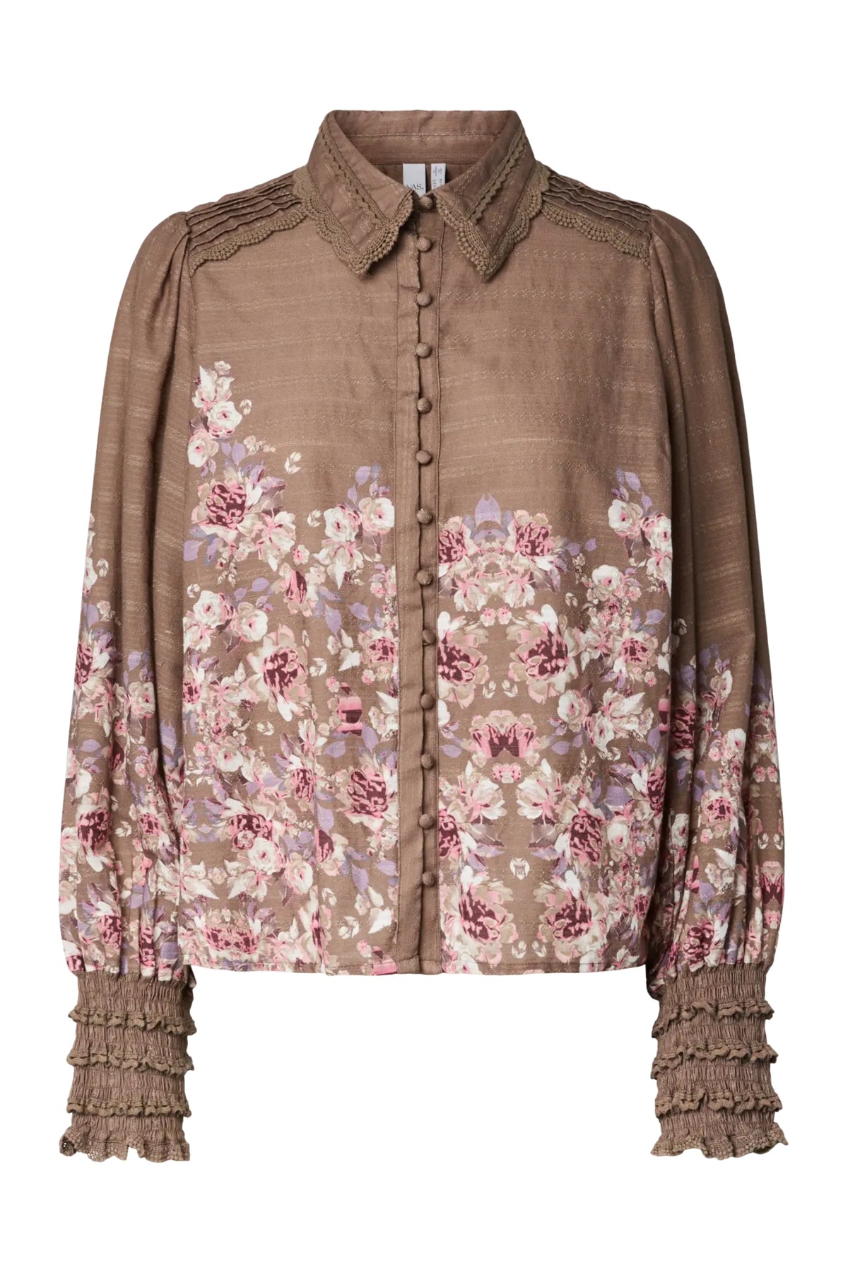 Yassomellu Ls Shirt - Timber Wolf Somellu Print