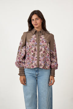 Yassomellu Ls Shirt - Timber Wolf Somellu Print
