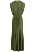 Olive Jersey Gathered Maxii Dress - Green