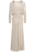 Champagne Rhinestone Embellished Maxi Dress - Champagne