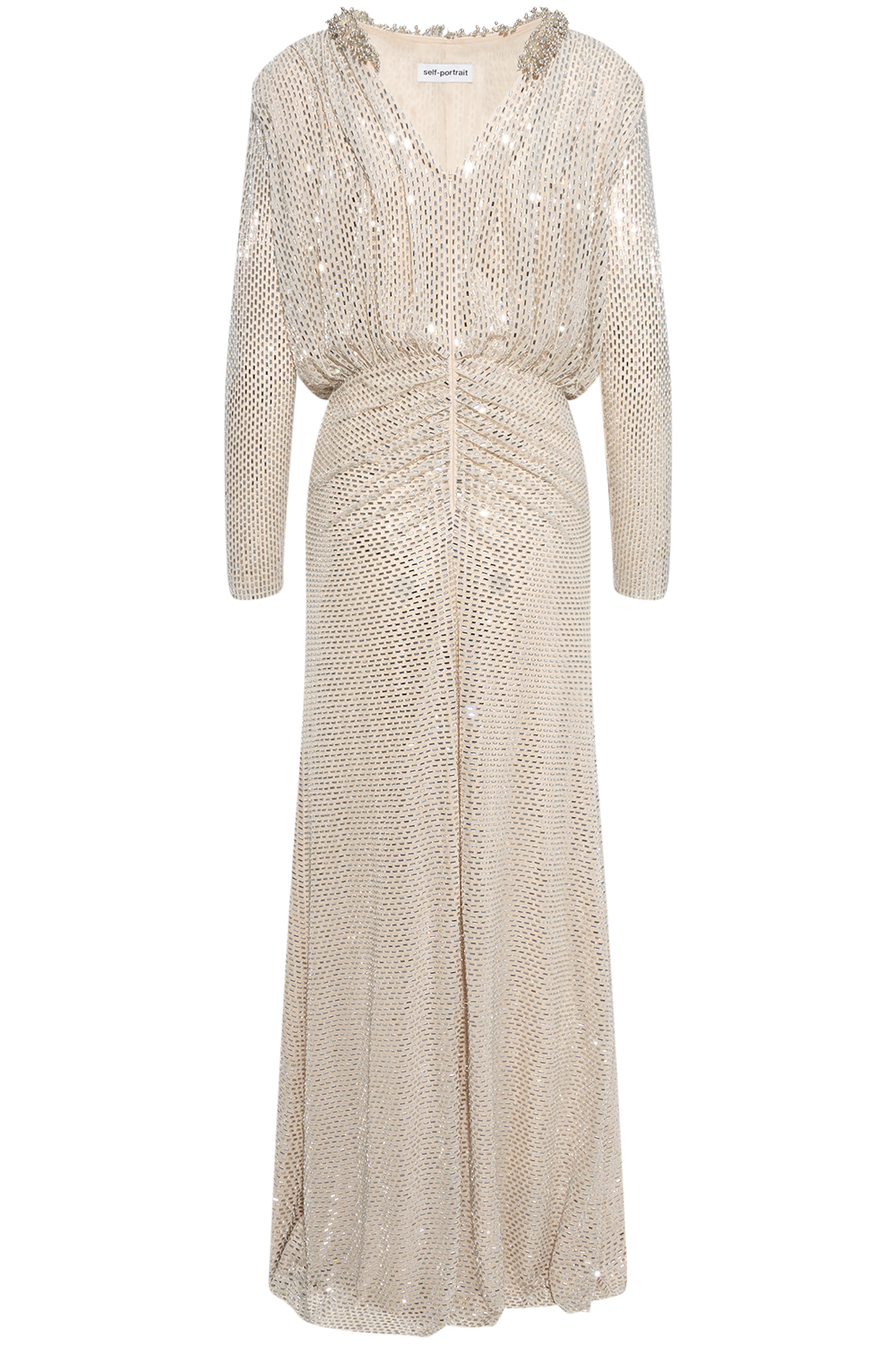Champagne Rhinestone Embellished Maxi Dress - Champagne