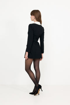 Black Tailored Blazer Mini Dress - Black