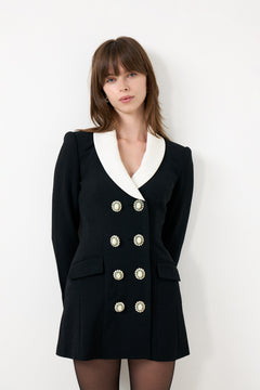 Black Tailored Blazer Mini Dress - Black