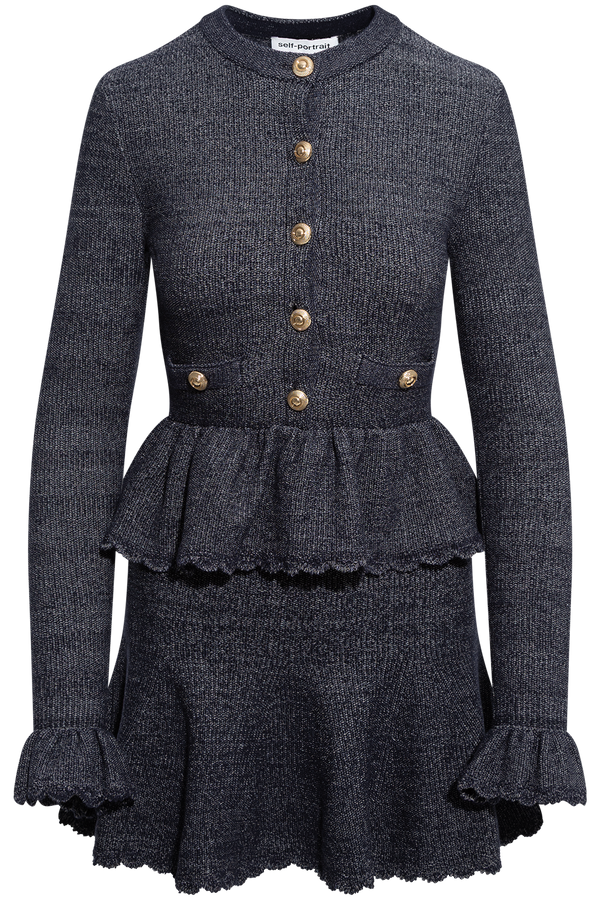 Navy Textured Knit Mini Dress - Navy