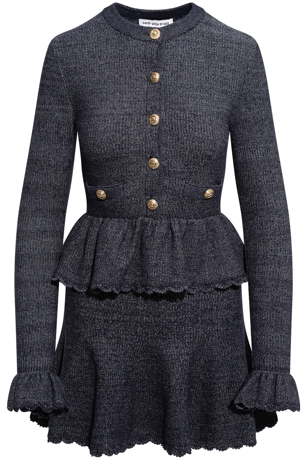 Navy Textured Knit Mini Dress - Navy