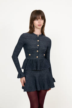 Navy Textured Knit Mini Dress - Navy
