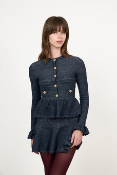 Navy Textured Knit Mini Dress - Navy