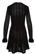 Black Flower Trim Knit Mini Dress - Black
