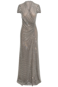 Grey Rhinestone Mesh Wrap Maxi Dress - Grey