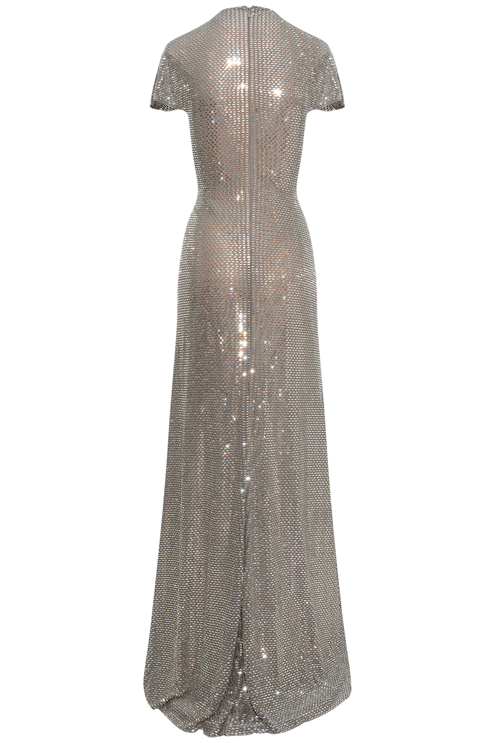 Grey Rhinestone Mesh Wrap Maxi Dress - Grey