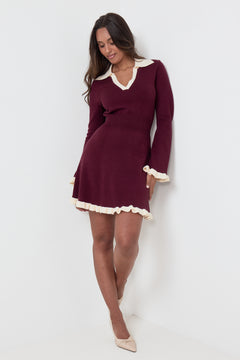 Marie Knitted Dress - Burgundy