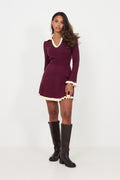 Marie Knitted Dress - Burgundy