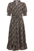 Grete Cord Midi Dress - Navy Flower