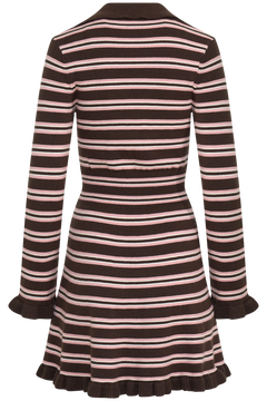 Marie Knitted Stripe Dress - Brown/Light Pink