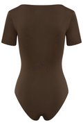 Skinwear Kortärmad Body - Mörkbrun