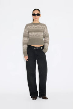 Ski Cropped Crewneck - Khaki Mix